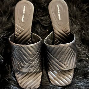 Antonio Melani Black Mazie sandal with open back. Size 8.5. Brand new, in box.